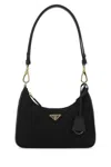 Prada Nylon Quilted Shoulder Bag With Chain Detail In Black