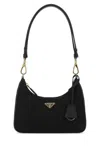 Prada Nylon Quilted Shoulder Bag With Chain Detail In Black