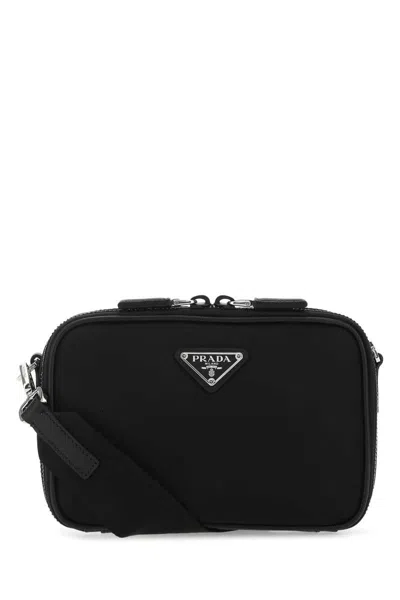 Prada Textured Leather Crossbody Bag In Black