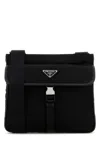 Prada Messenger Bag With Adjustable Strap And External Pocket In Black