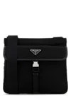 Prada Messenger Bag With Adjustable Strap And External Pocket In Black