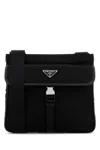 Prada Messenger Bag With Adjustable Strap And External Pocket In Black