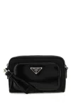 Prada Rectangular Nylon And Leather Crossbody Bag In Black