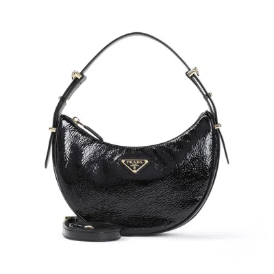 Prada Curved Black Lamb Leather Shoulder Bag