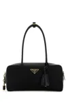 Prada Black Leather And Re-nylon Handbag In Black