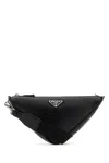 Prada Triangle Crossbody Bag In Smooth Leather In Black