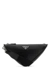 Prada Triangle Crossbody Bag In Smooth Leather In Black