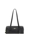 Prada Womens Grey Brand-plaque Medium Leather Shoulder Bag In Gray