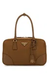 Prada Caramel Canvas Medium Re-edition 1978 Handbag In Brown