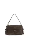 Prada Large Leather Shoulder Bag Flap In Brown