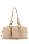 Prada Leather Handbag With Double Handles And Pocket In Pink