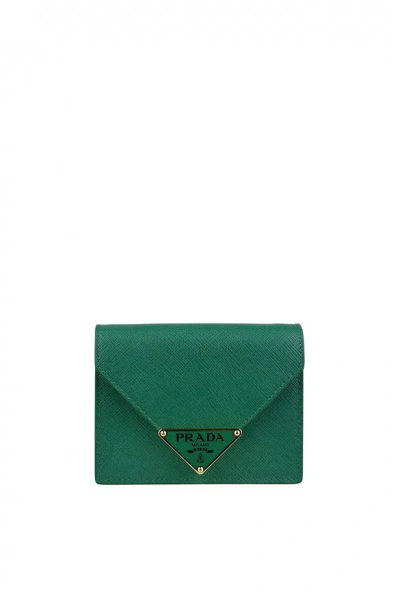 Prada Shoulder Card Holder In Green