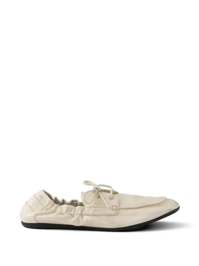 Prada Shuffle Boat Loafers In Neutral