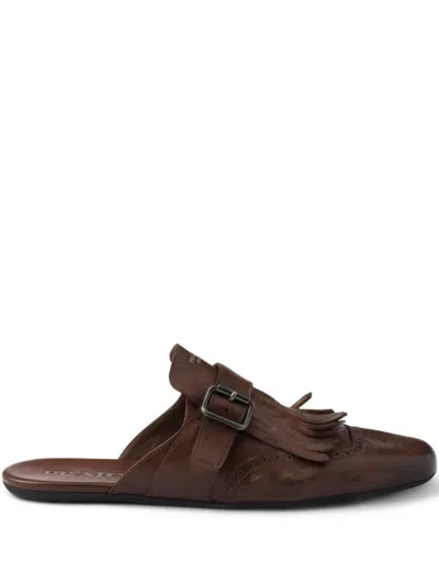 Prada Shuffle Fringe-detail Mules