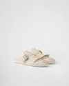 Prada Slippers Shuffle In Pelle Avorio Donna In Chalk White