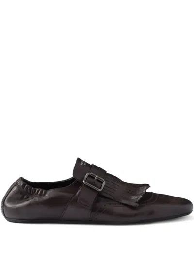 Prada Shuffle Fringed Monk Strap Shoes In Multi