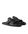 Prada Shuffle Fringed Calf Leather Mules In Black