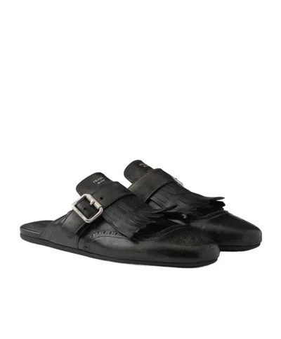 PRADA PRADA FRINGE-DETAILED SLIP-ON MULES