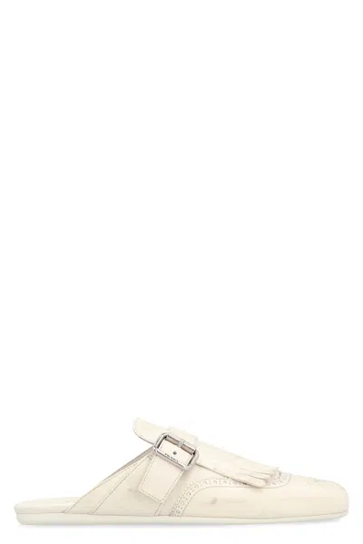 Prada Slippers Shuffle In Pelle Avorio Donna In Neutral