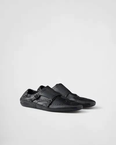 Prada Shuffle Monk Shoes - Men's - Calf Leather In Black