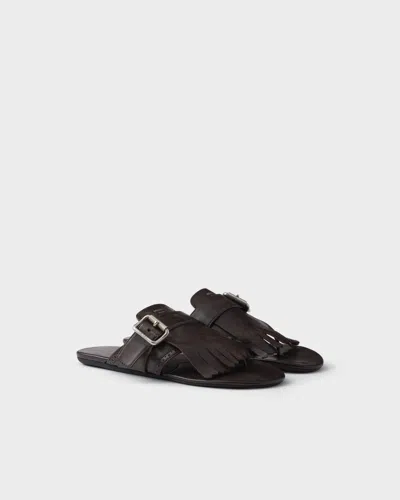 Prada Shuffle Leather Thong Sandals