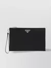 Prada Mens Black Brand-plaque Re-nylon Saffiano Leather And Recycled-nylon Pouch