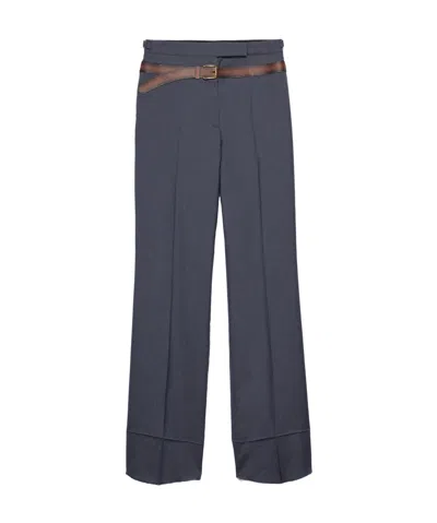 Prada Side Pocket Mohair Casual Pants In Aviation Blue