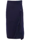 Prada Side-split Wool-cashmere Skirt In Blue