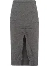 Prada Wool And Cashmere Skirt With Split In Grau
