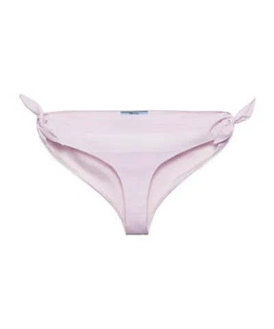 Prada Side-tie Cotton Bikini Bottoms In Pink