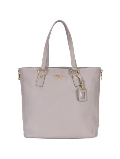 Pre-owned Prada Side Zip Tote Bag In Gray