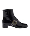 Prada Patent Leather Ankle Boots In Black