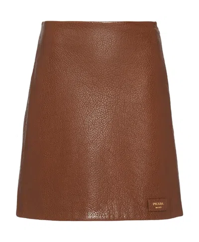 Prada Side Zipper Skirt In Cocoa Brown