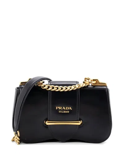 Pre-owned Prada Sidonie Chain Shoulder Bag City Calf Medium Crossbody Bag In Black