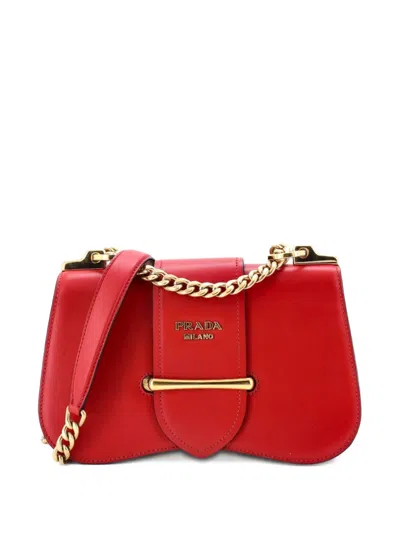 Pre-owned Prada Sidonie Chain Shoulder Bag City Calf Medium Crossbody Bag In Red