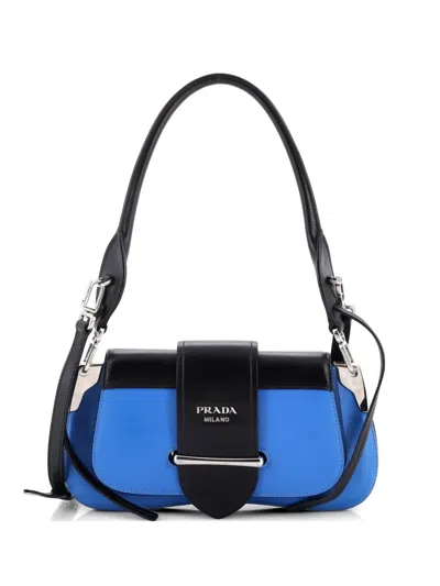 Pre-owned Prada Sidonie City Calf Medium Shoulder Bag In Black