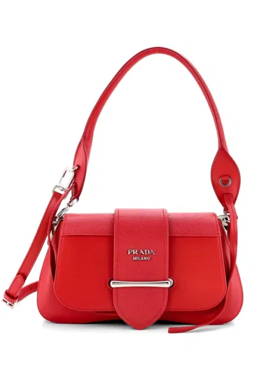 Pre-owned Prada Sidonie Saffiano Leather Medium Shoulder Bag In Red