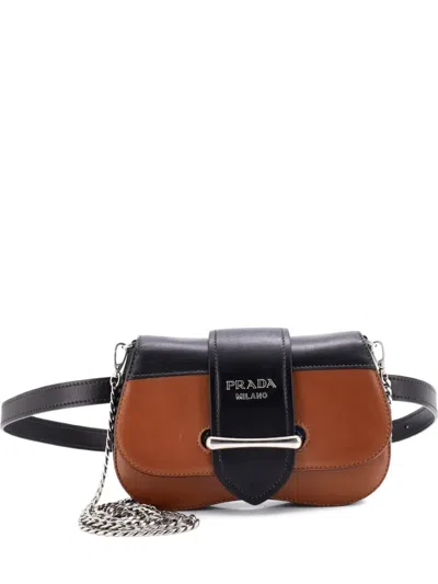Pre-owned Prada Sidonie Shoulder Bag City Calf Small Crossbody Bag In Black