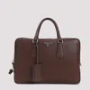 Prada Grained Leather Tote Bag In Brown