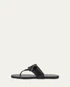 Prada Sienna Threaded Leather Thong Sandals In Black