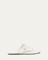 Prada Sienna Threaded Leather Thong Sandals In White