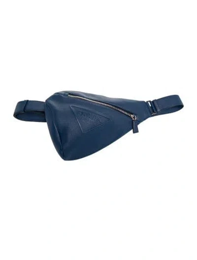 Pre-owned Prada Signature Belt Bag In Blue