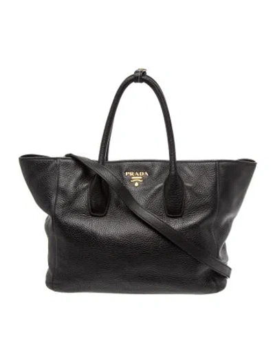 Pre-owned Prada Signature Black Vitello Daino Tote