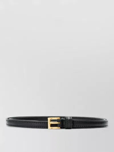 Prada Signature Buckle Leather Belt Adjustable Fit In Black