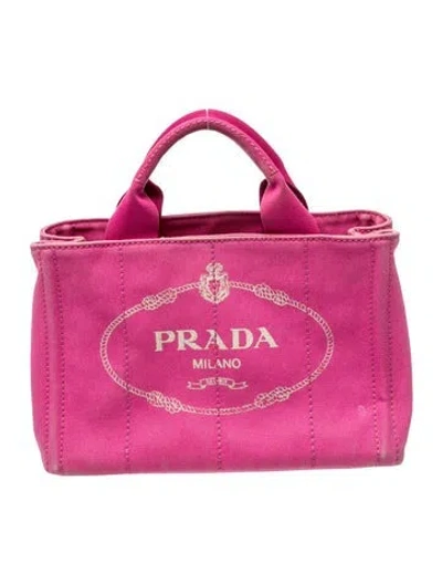 Pre-owned Prada Signature Canapa Logo Small In Pink