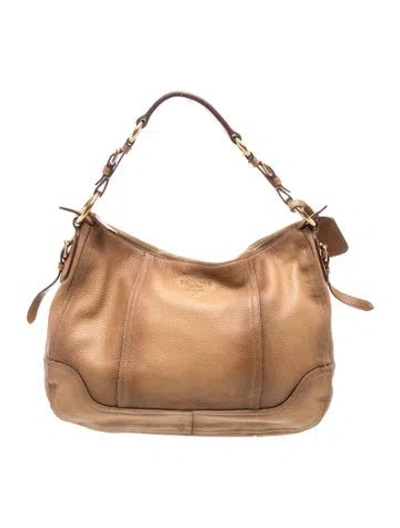 Pre-owned Prada Signature Cervo Antik Hobo In Neutral