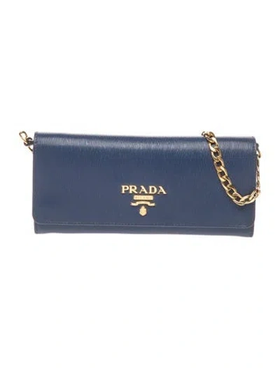 Pre-owned Prada Signature Clutch In Blue