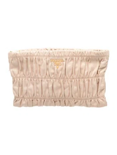 Pre-owned Prada Signature Clutch In Neutrals