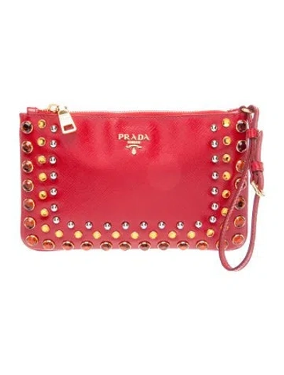 Pre-owned Prada Signature Clutch In Red