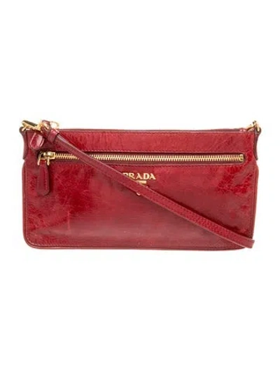 Pre-owned Prada Signature Crossbody Bag In Red